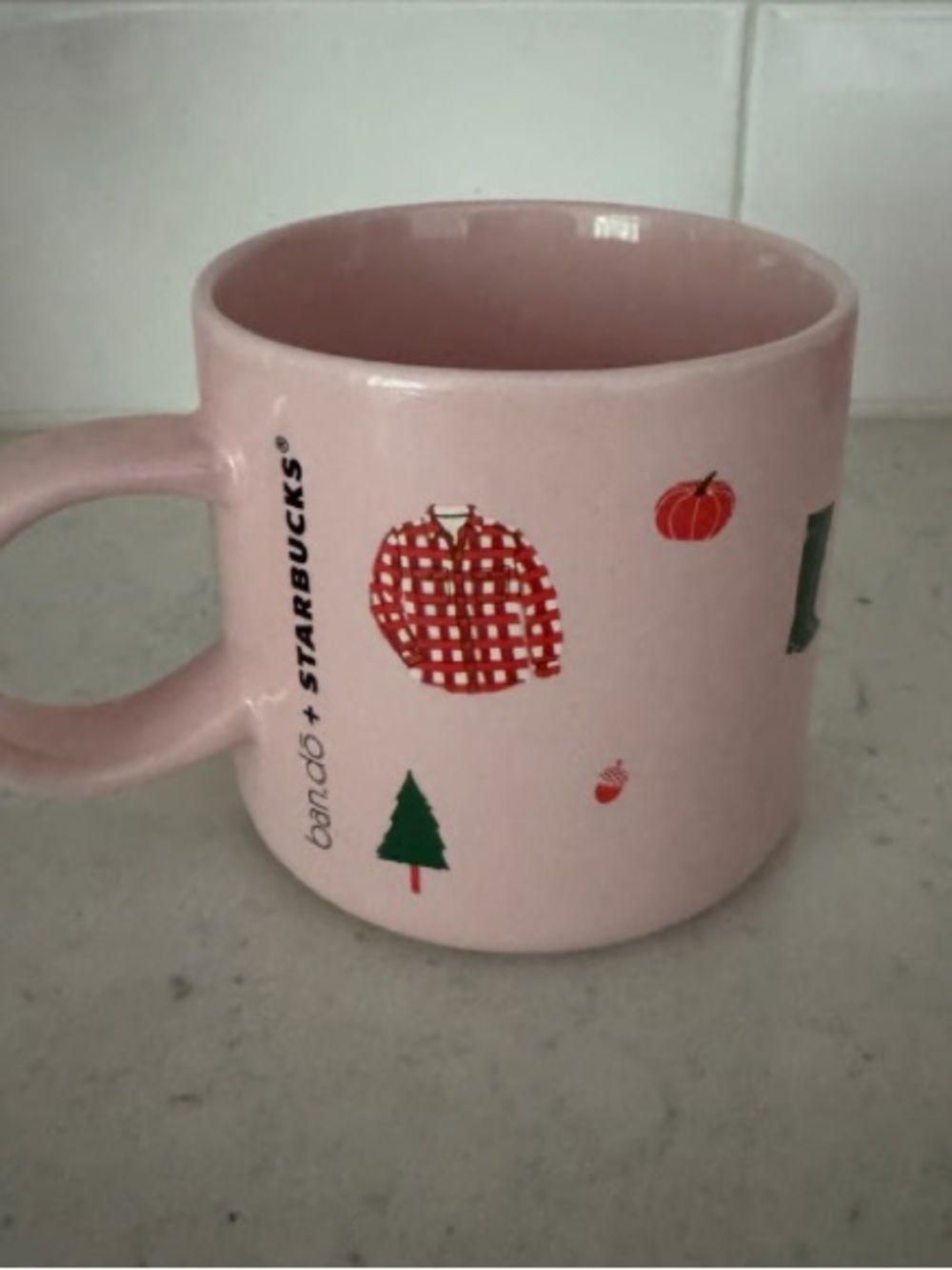 ban.do x Starbucks Pink Holiday Ceramic Mug with Festive Accents